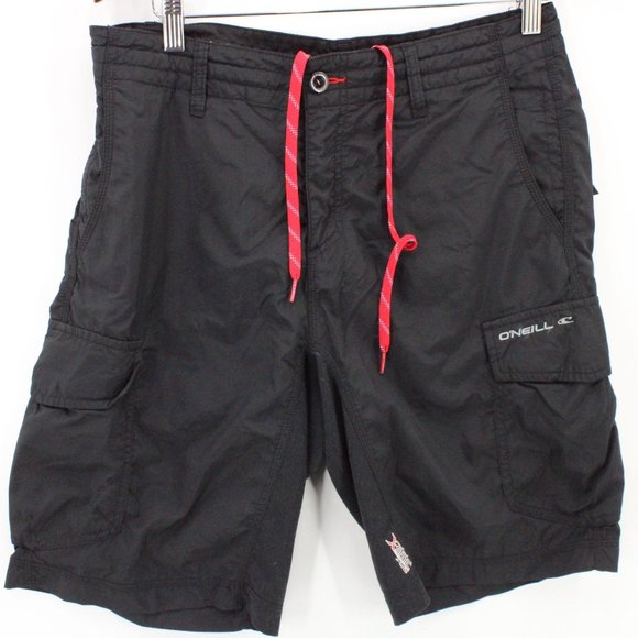 O'neill TRVLR Shorts Mens Black Winbreaker Lightweight Drawstring Size 32 - Picture 1 of 9